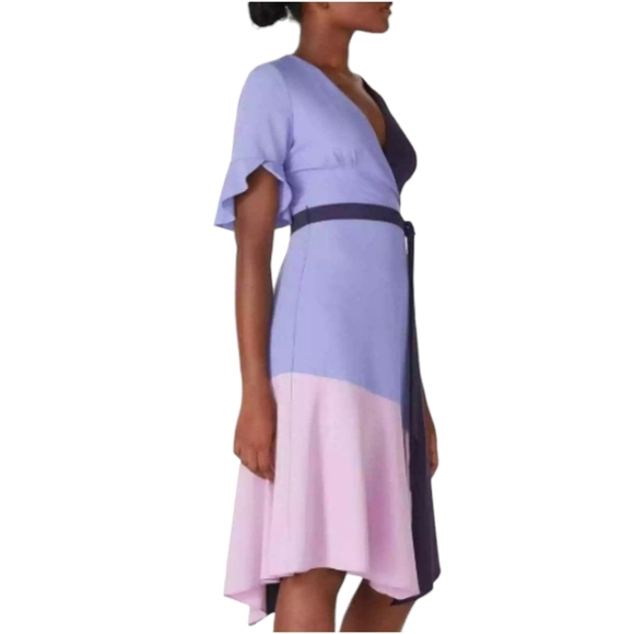 Anthropologie Hutch Women's Ombrr Colorblock Wrap Tie Waist Dress sz MED - Picture 3 of 8